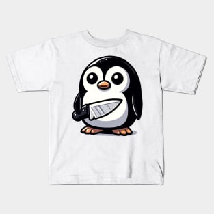 penguin with a knife Kids T-Shirt